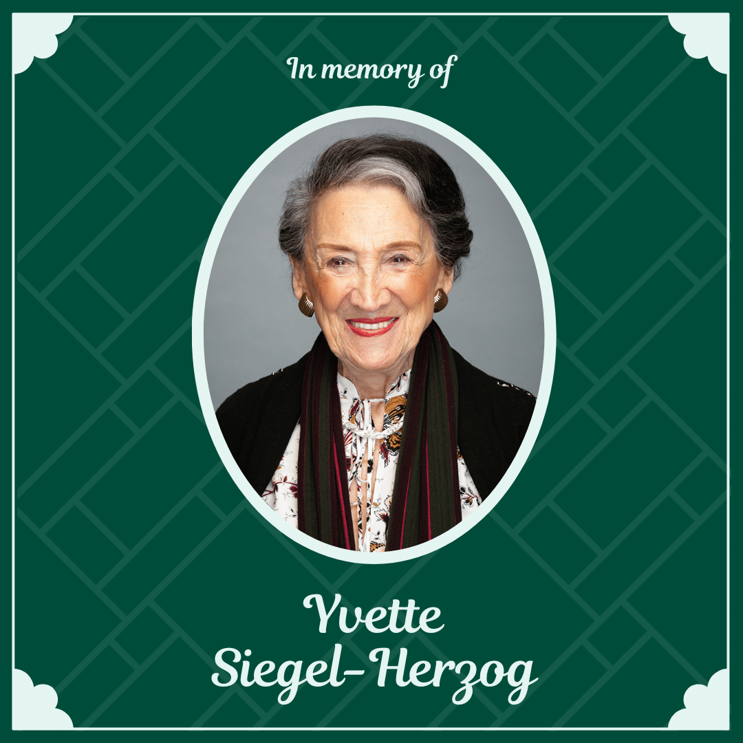 Announcing the Passing of Our Beloved Co-Founder Yvette Siegel-Herzog